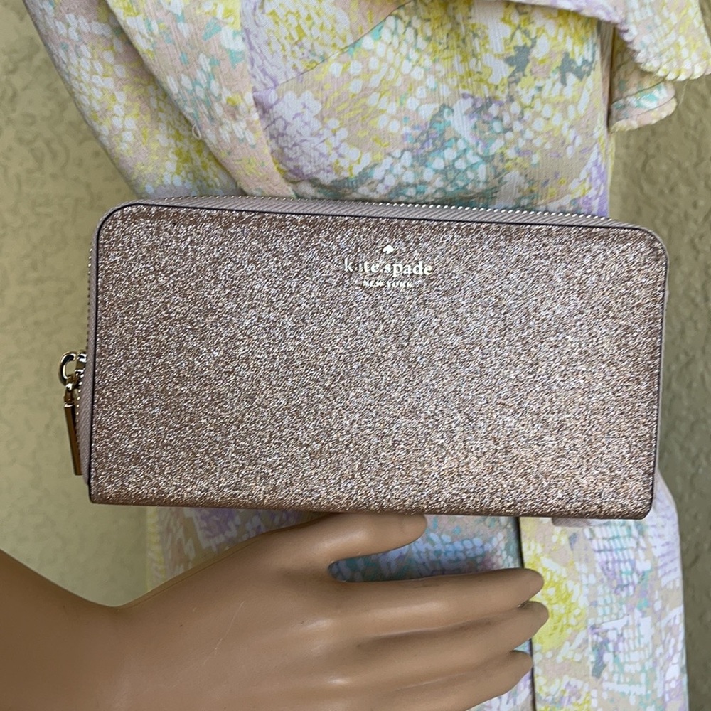 Kate Spade shimmy glitter boxed large continental wallet - Picture 8 of 16